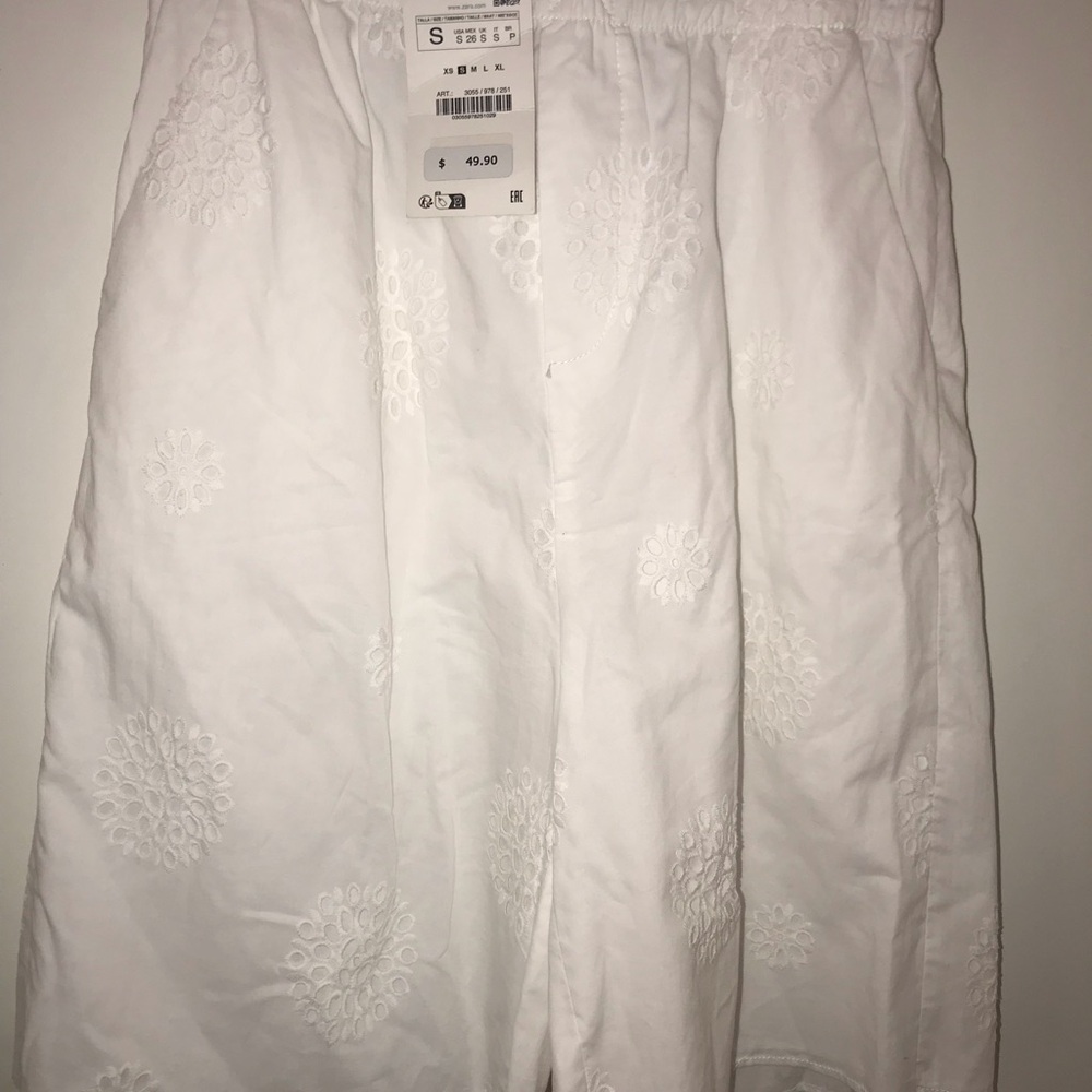White Embroidered Shorts
